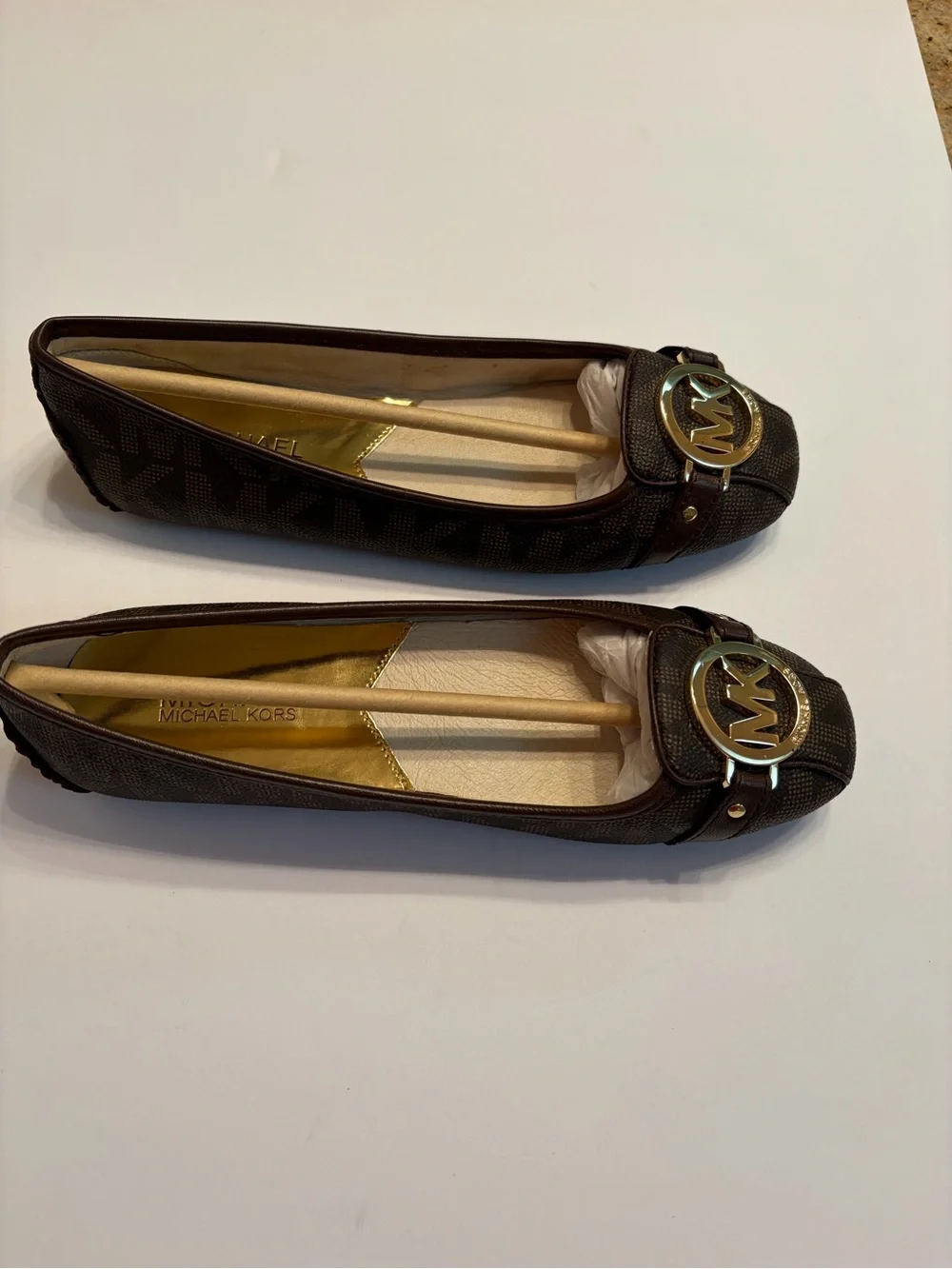 Michael Kors Fulton Brown Logo Moccasin Ballet Flats